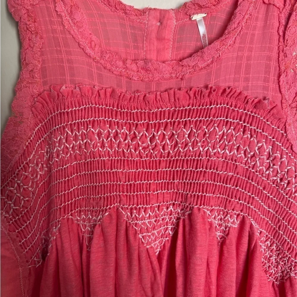 NWT Free People Sea Breeze Tunic Coral Pink boho bohemian